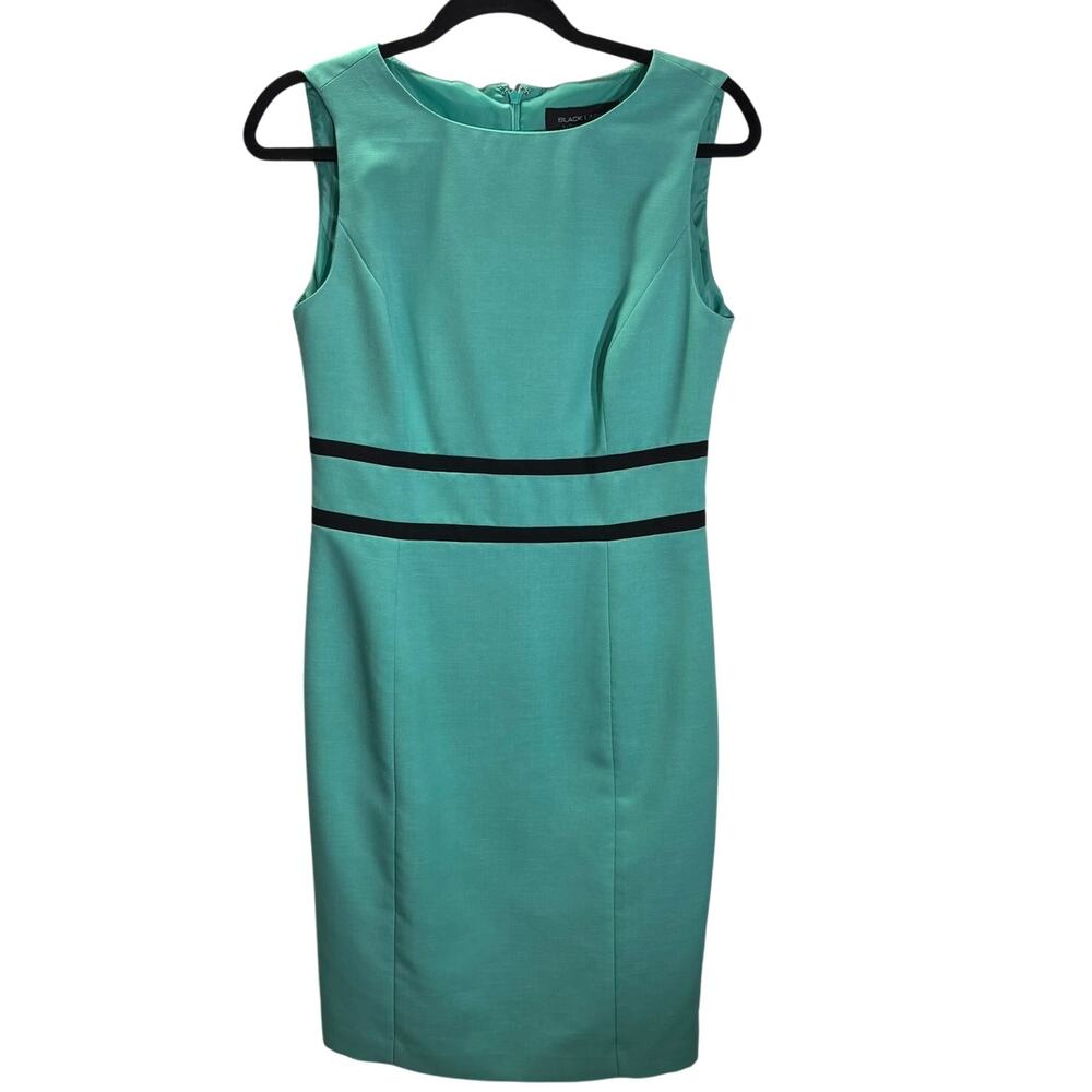 Black Label Evan Picone Teal Sheath Dress Sleeveless Size 4 Work